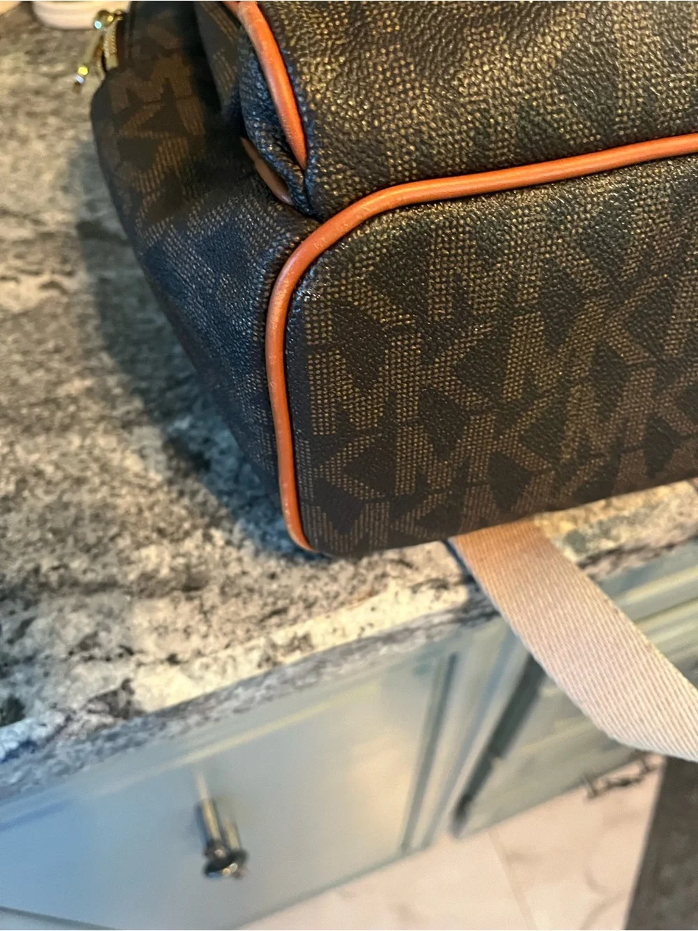 Michael Kors Large Zip-Pocket Backpack MK Brown Logo